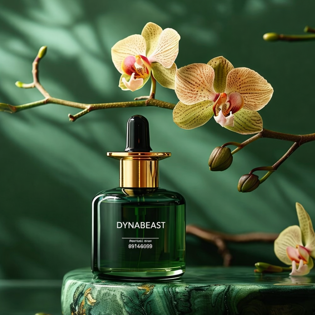 Serum on malachite pedestal