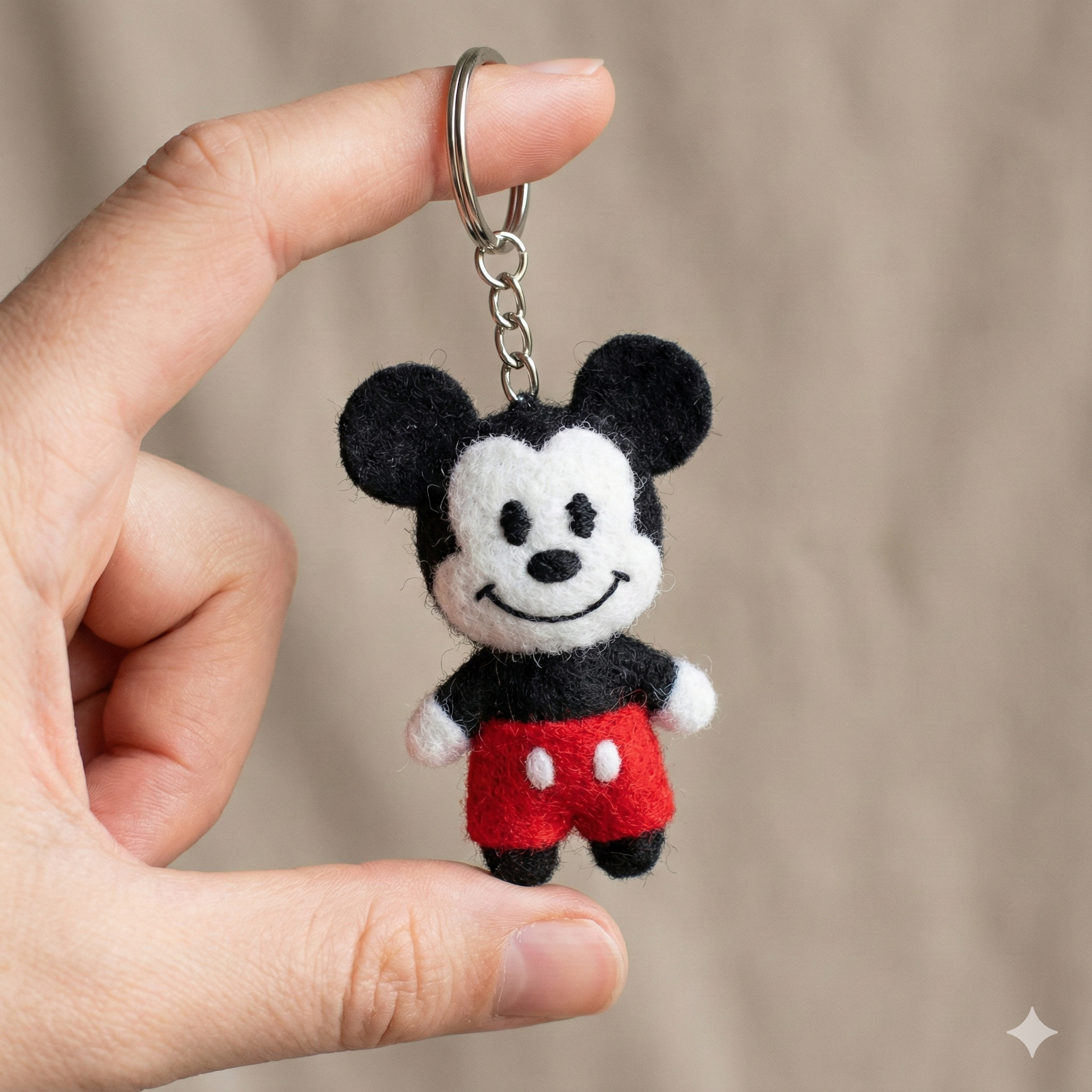 Handmade felt keychains using nano banana pro