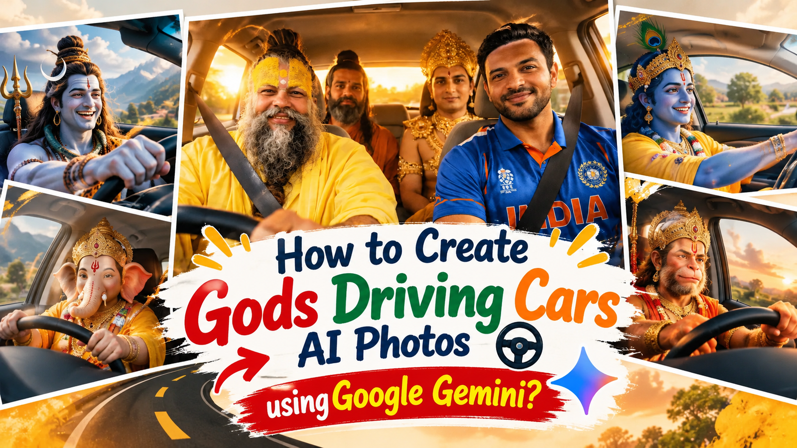 Bhagwan Ji Car Driving How to create Gods driving cars photo using google gemini