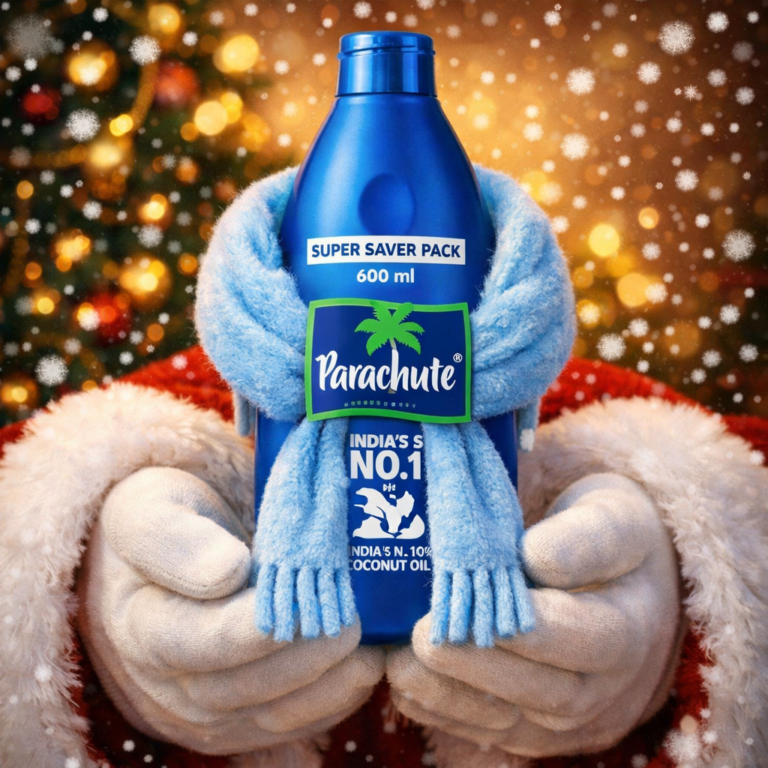 Santa's hands with festive coconut oil