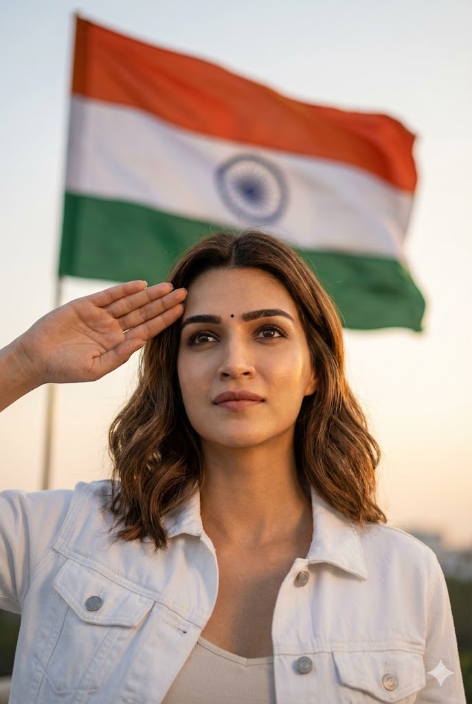 Republic day gemini prompt for girls with flag