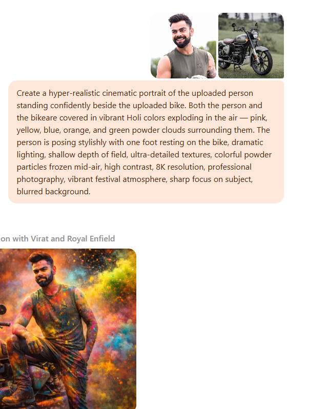 Holi prompt for bike