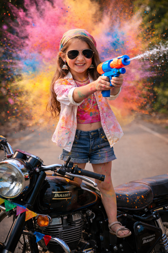 Google gemini holi prompt for baby girl