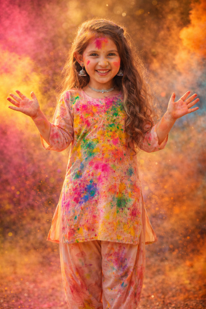 Google gemini holi prompt for baby girl