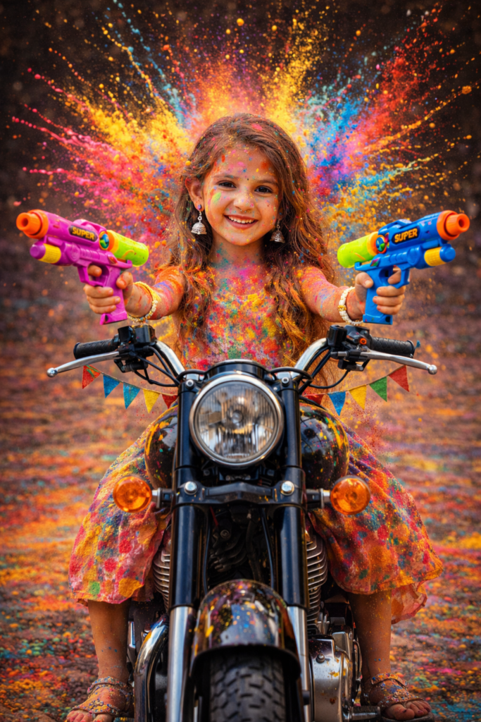 Google gemini holi prompt for baby girl