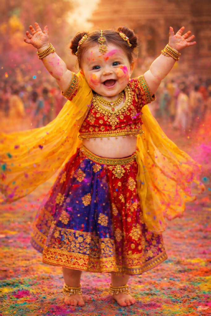 Google gemini holi prompt for baby girl