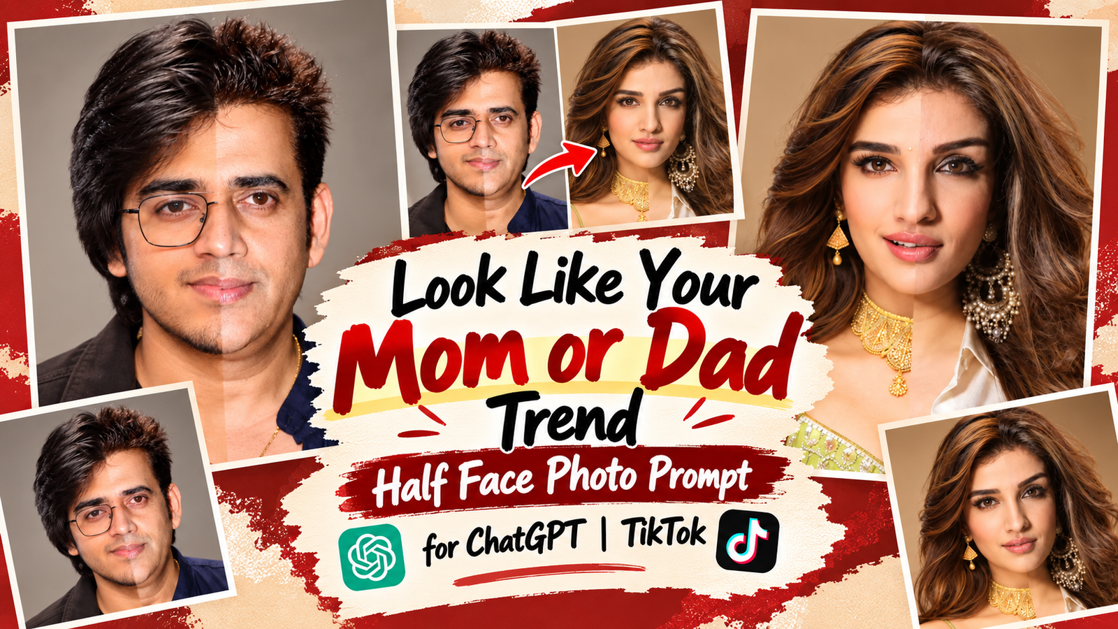 Look Like Your Mom or Dad Trend Half Face Photo Prompt for ChatGPT tiktok