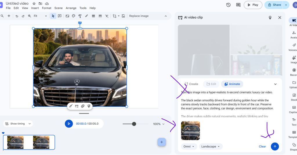 How to Create a Mercedes Car AI Video Using Google Vids?