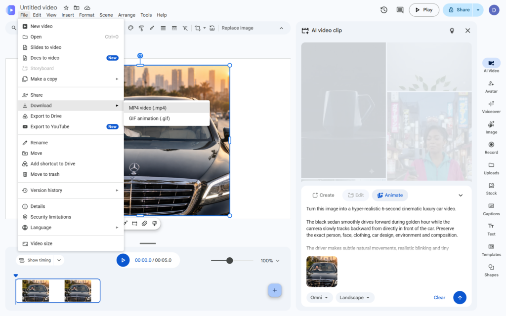 How to Create a Mercedes Car AI Video Using Google Vids?