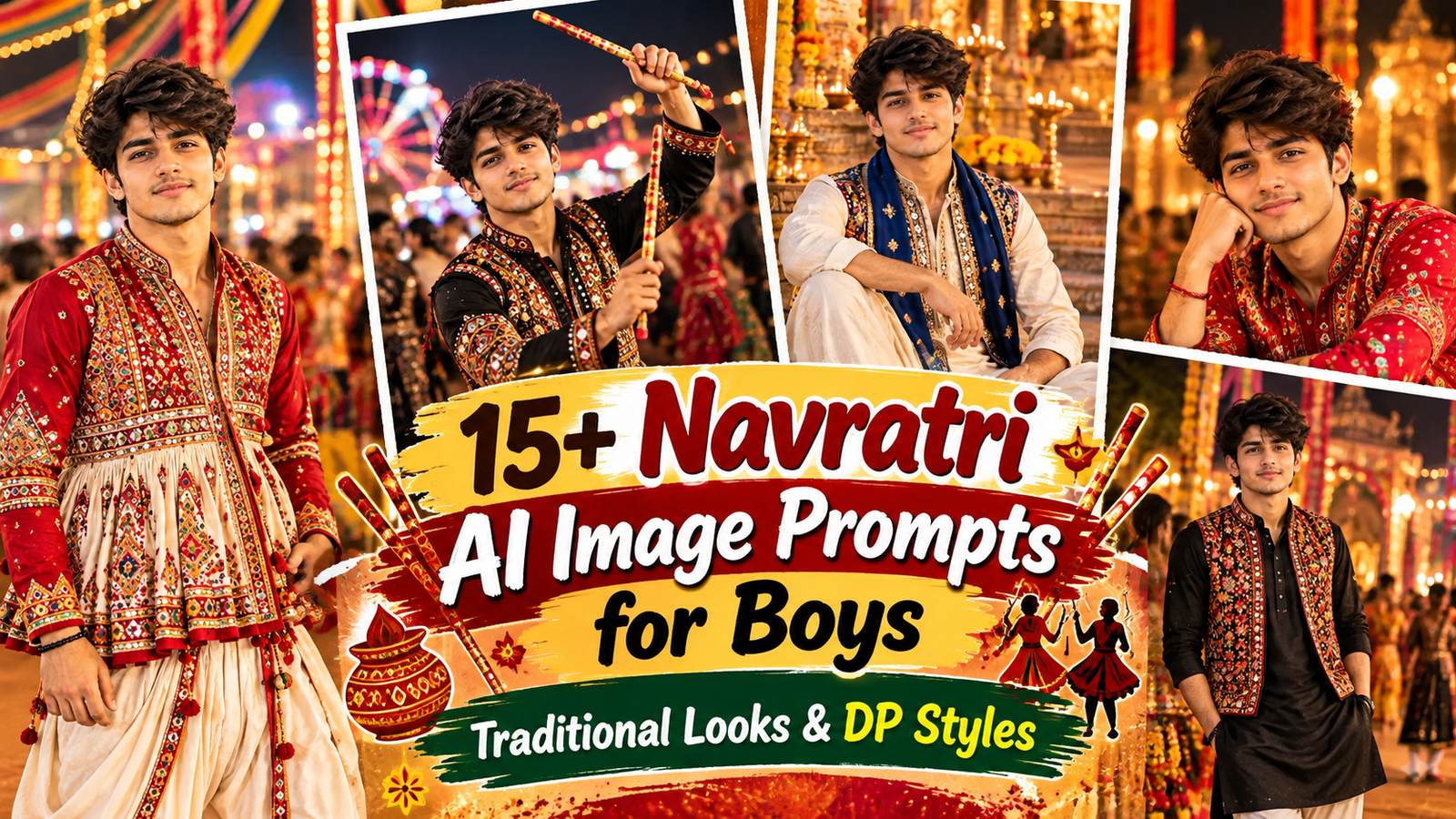 15+ Navratri AI Image Prompts for Boys Traditional Looks & DP Styles