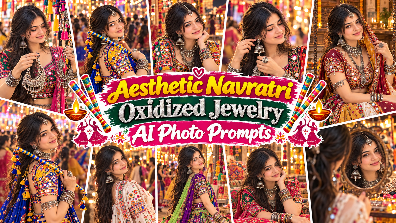 Aesthetic Navratri Oxidized Jewelry AI Photo Prompts