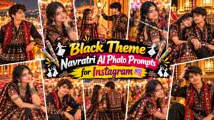 Black Theme Navratri AI Photo Prompts for Instagram