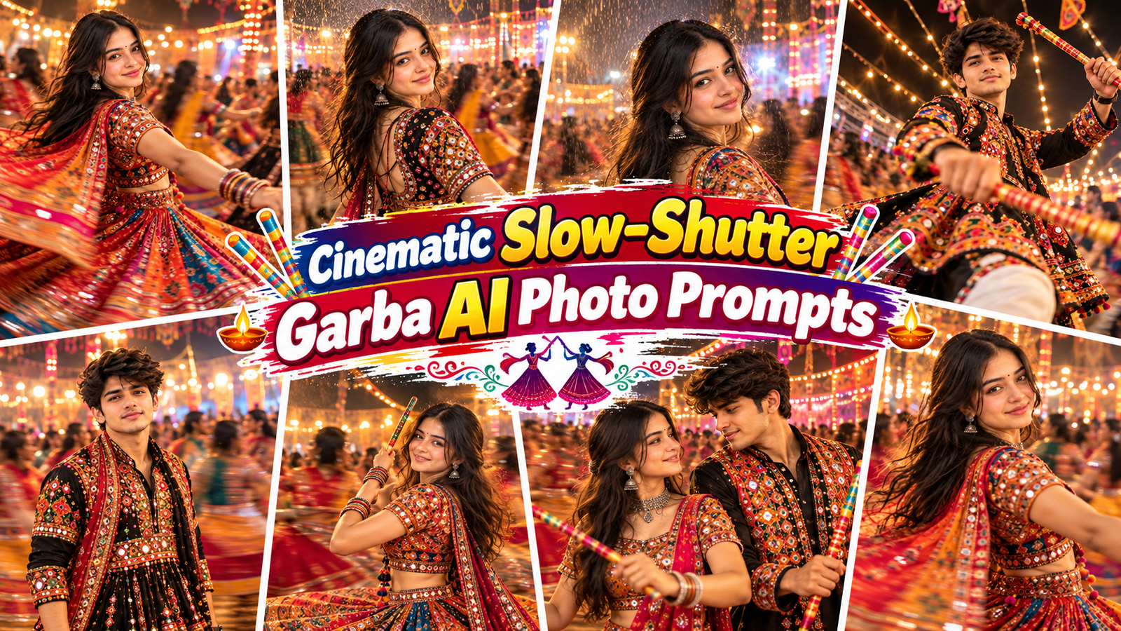 Cinematic Slow-Shutter Garba AI Photo Prompts