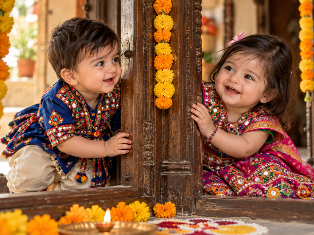 brother sister navratri ai photo prompt 