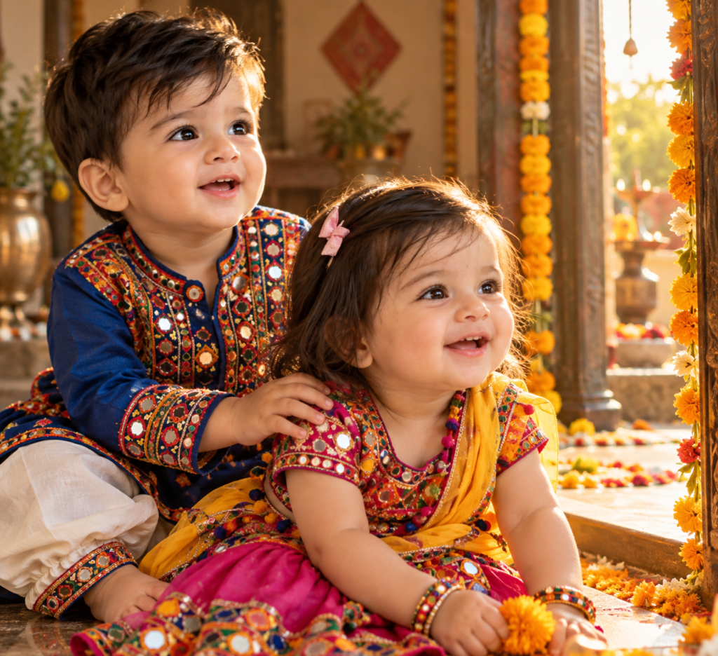 brother sister navratri ai photo prompt 