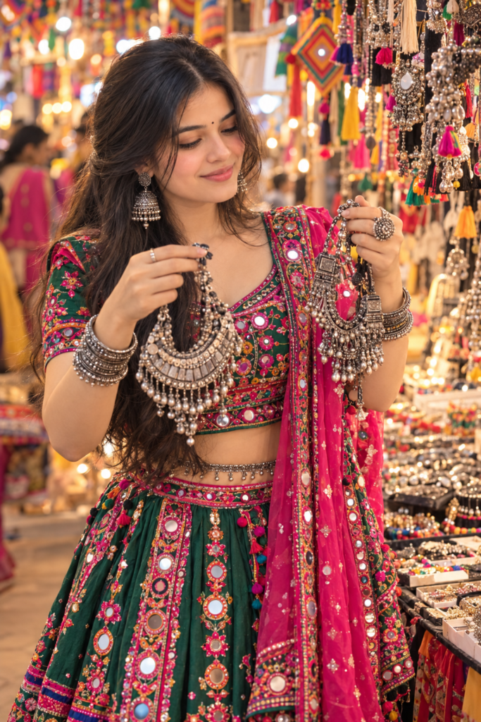Aesthetic Navratri Oxidized Jewelry AI Photo Prompts