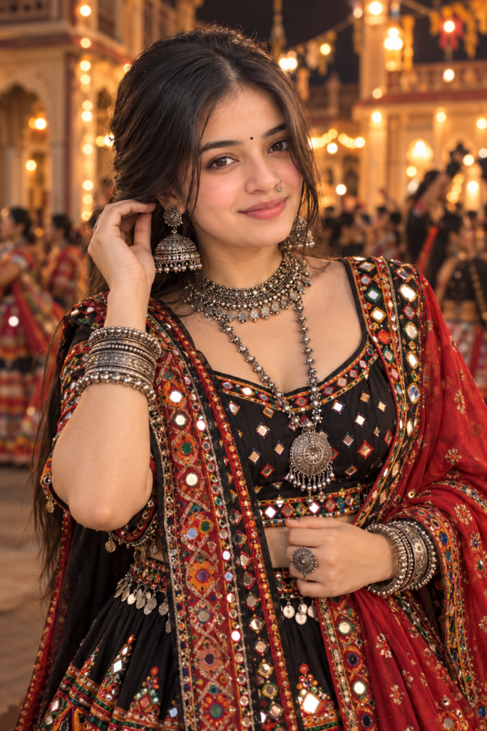 Aesthetic Navratri Oxidized Jewelry AI Photo Prompts