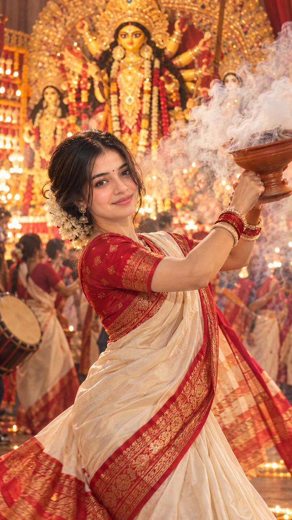 Durga Puja AI photo prompts for girls 