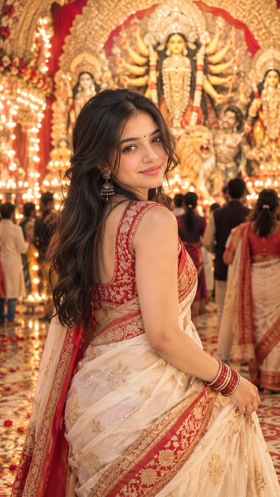 Durga Puja AI photo prompts for girls 
