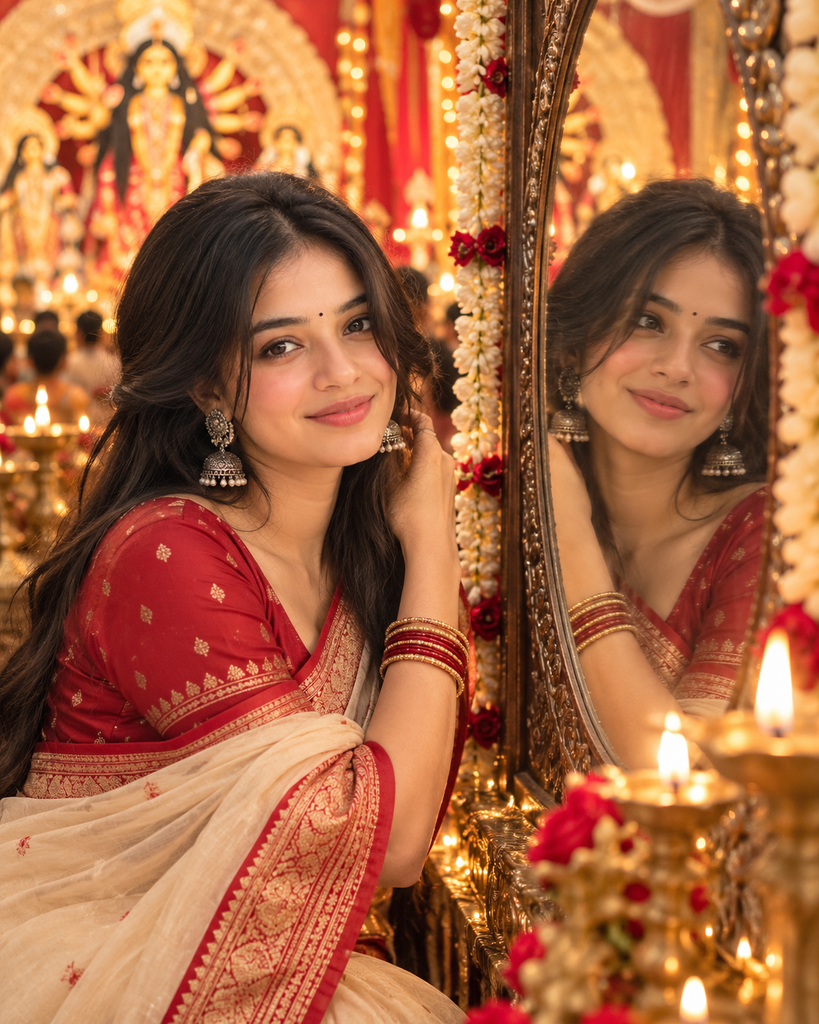 Durga Puja AI photo prompts for girls 