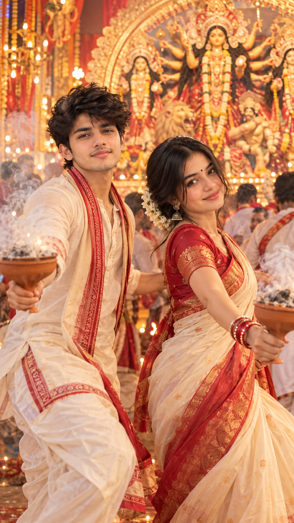Durga Puja couple AI photo prompts 