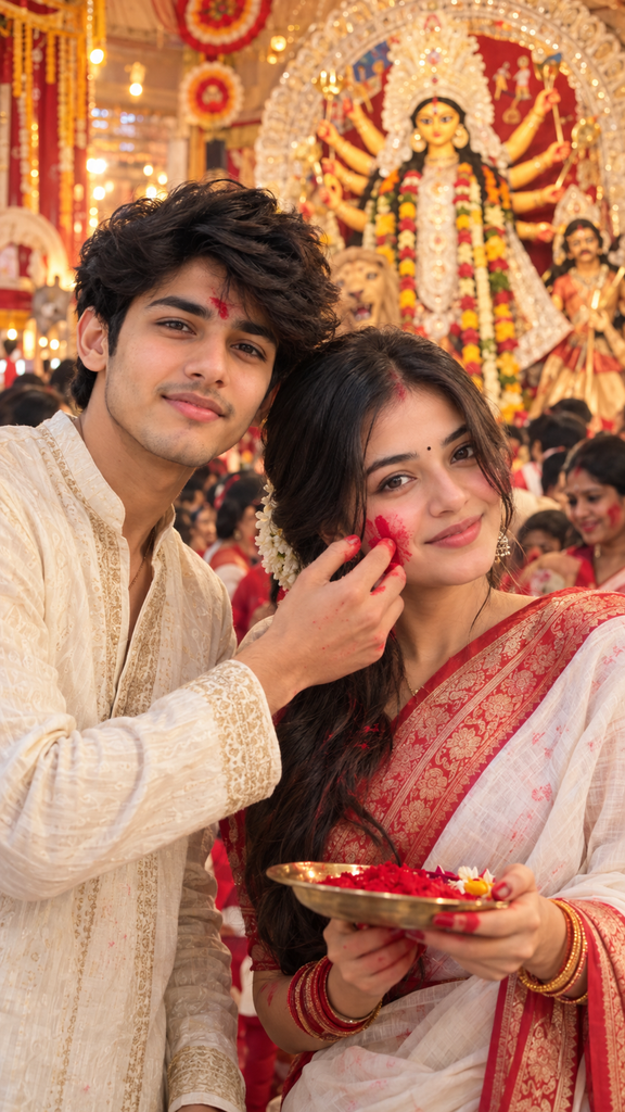 Durga Puja couple AI photo prompts 