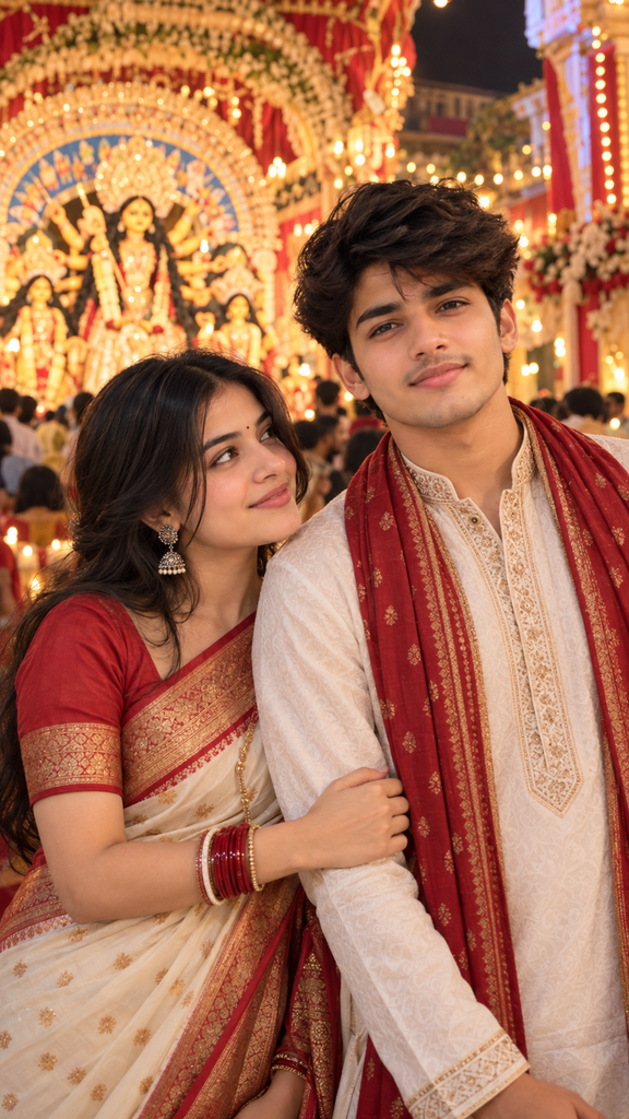 Durga Puja couple AI photo prompts 