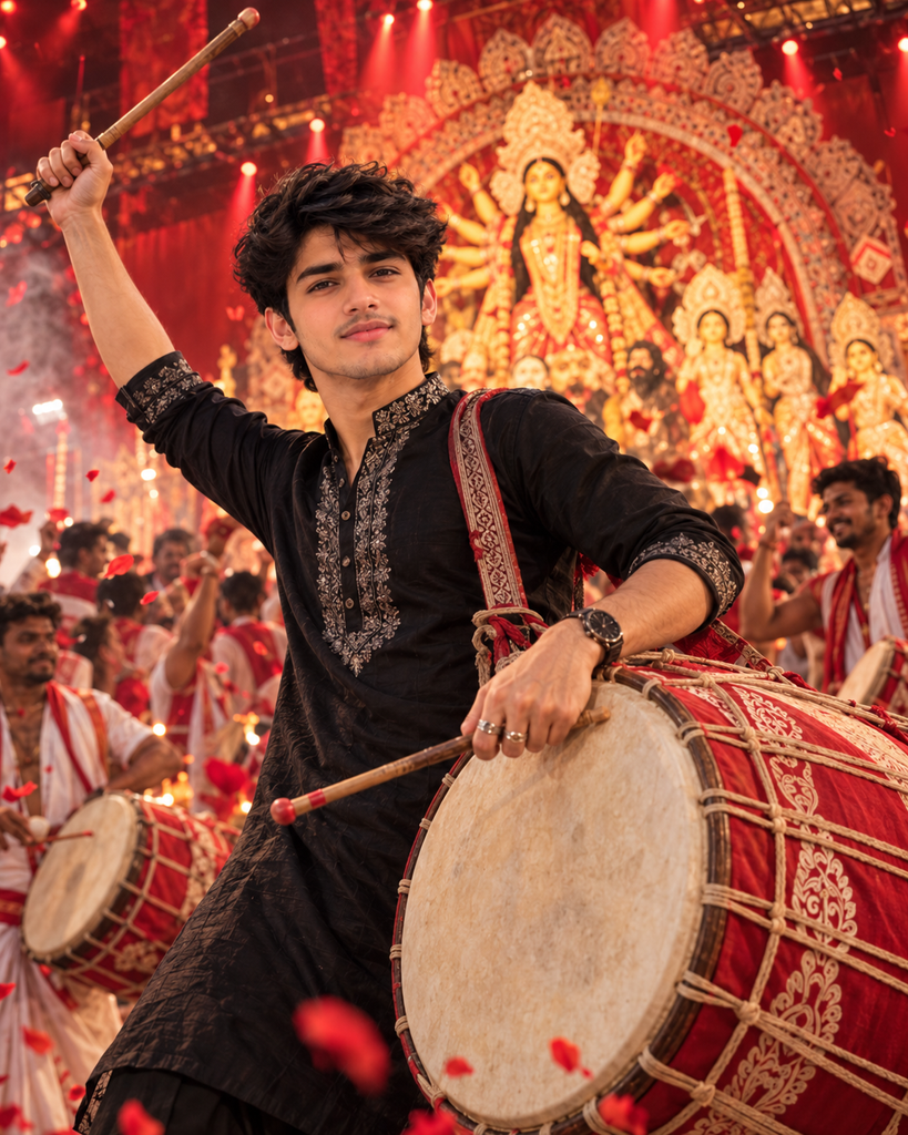 Durga Puja AI photo prompts for boys 