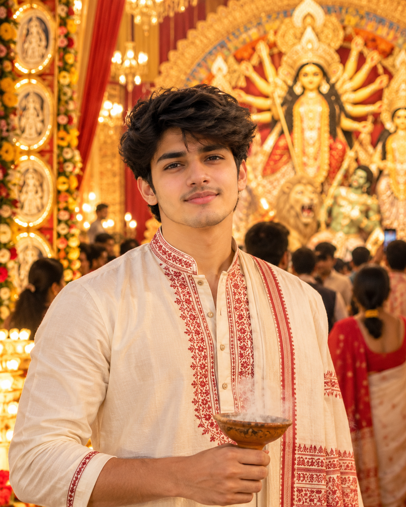 Durga Puja AI photo prompts for boys 
