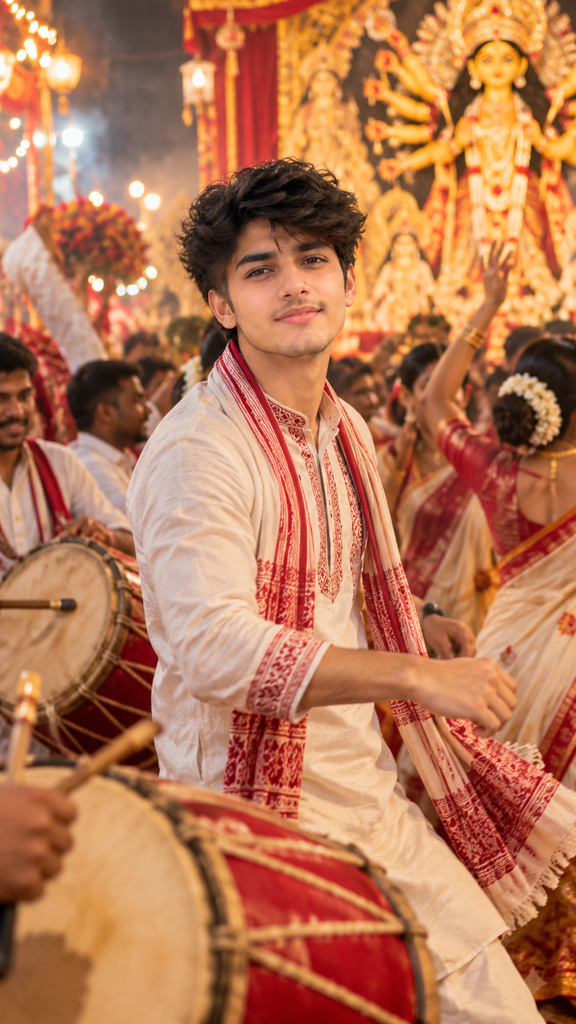 Durga Puja AI photo prompts for boys 