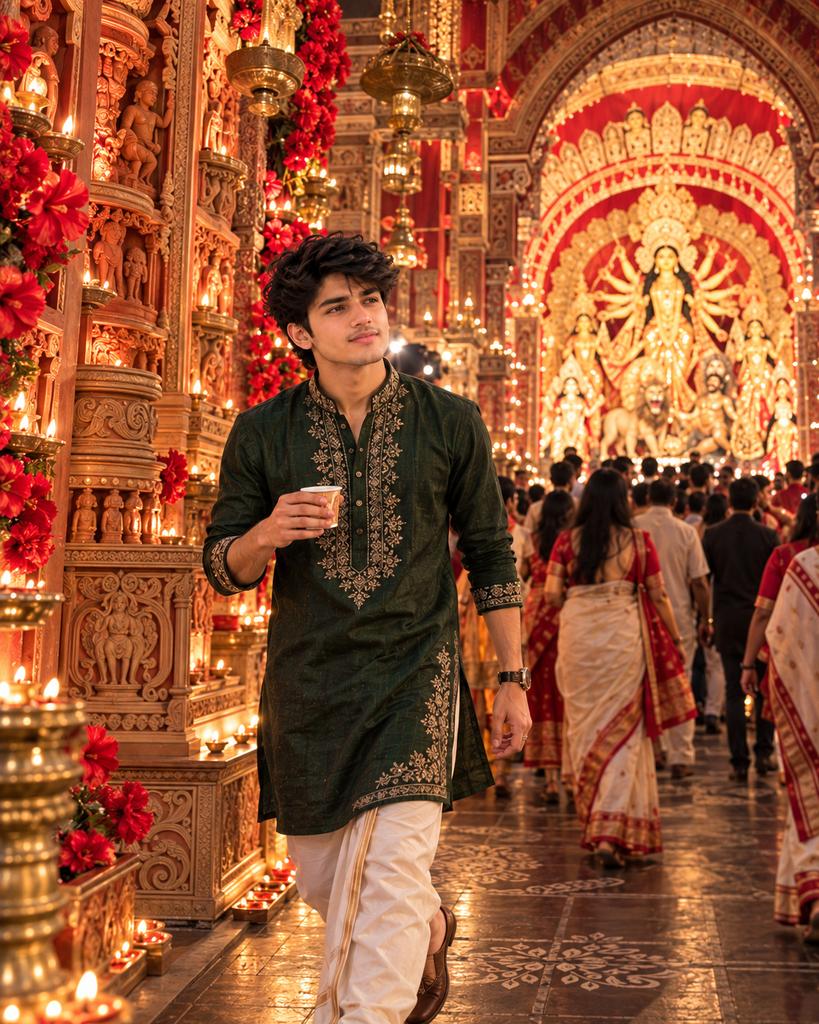 Durga Puja AI photo prompts for boys 