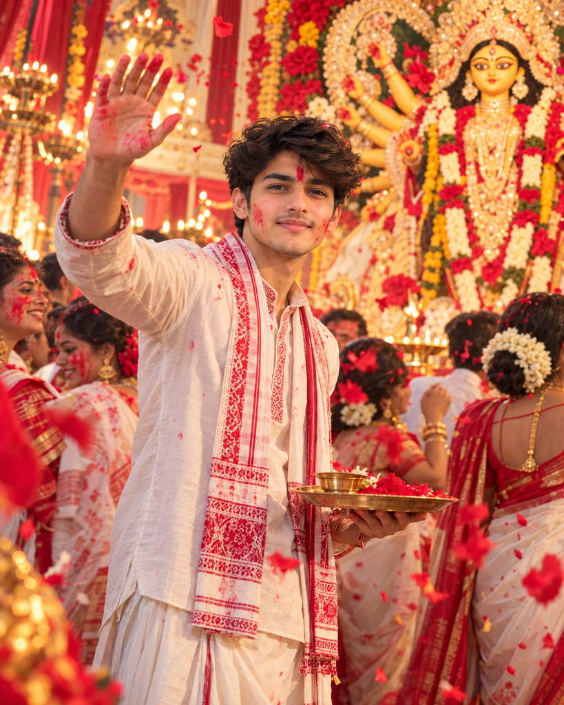 Durga Puja AI photo prompts for boys 