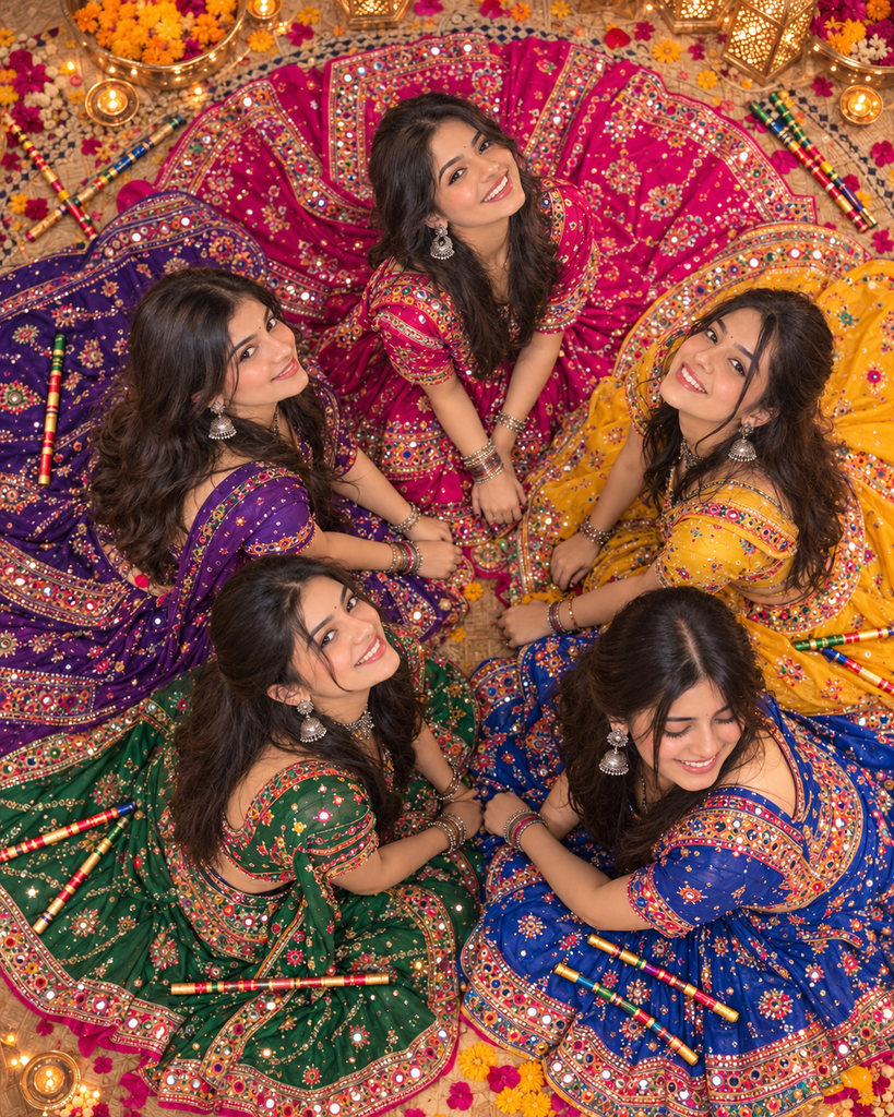 Friends Group Garba AI Photo Prompts for girls
