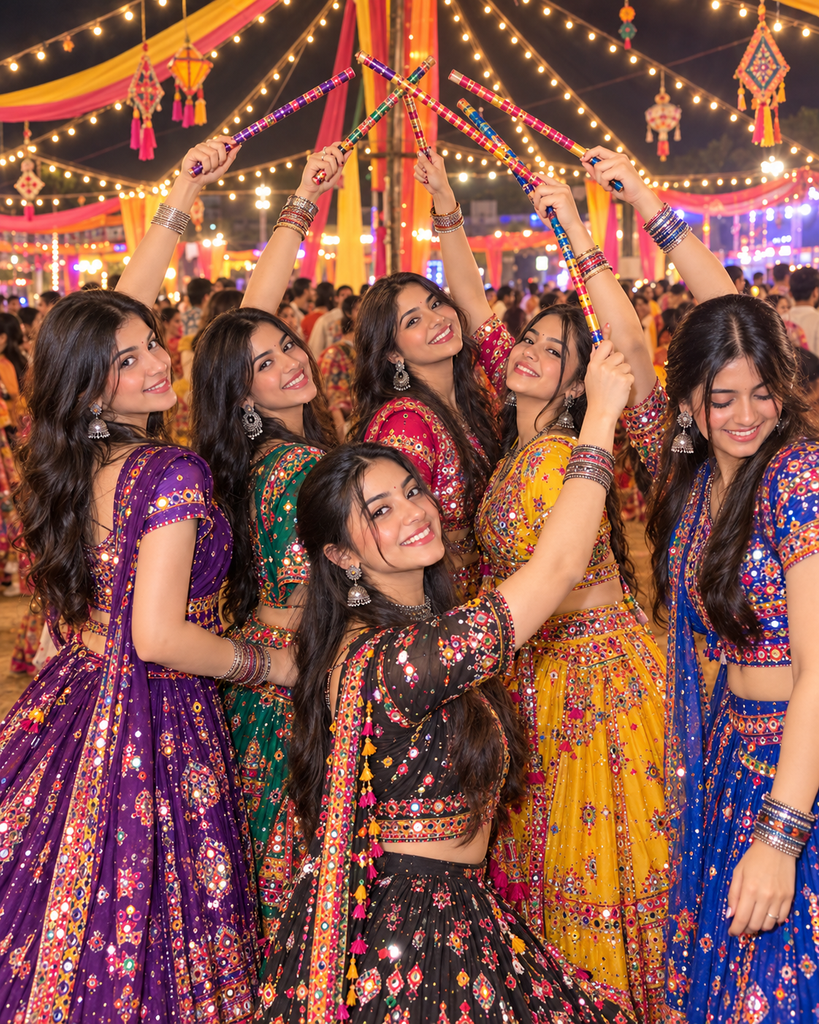 Friends Group Garba AI Photo Prompts for girls