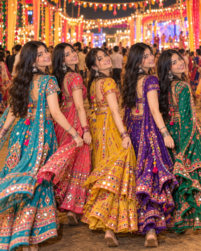 Friends Group Garba AI Photo Prompts for girls