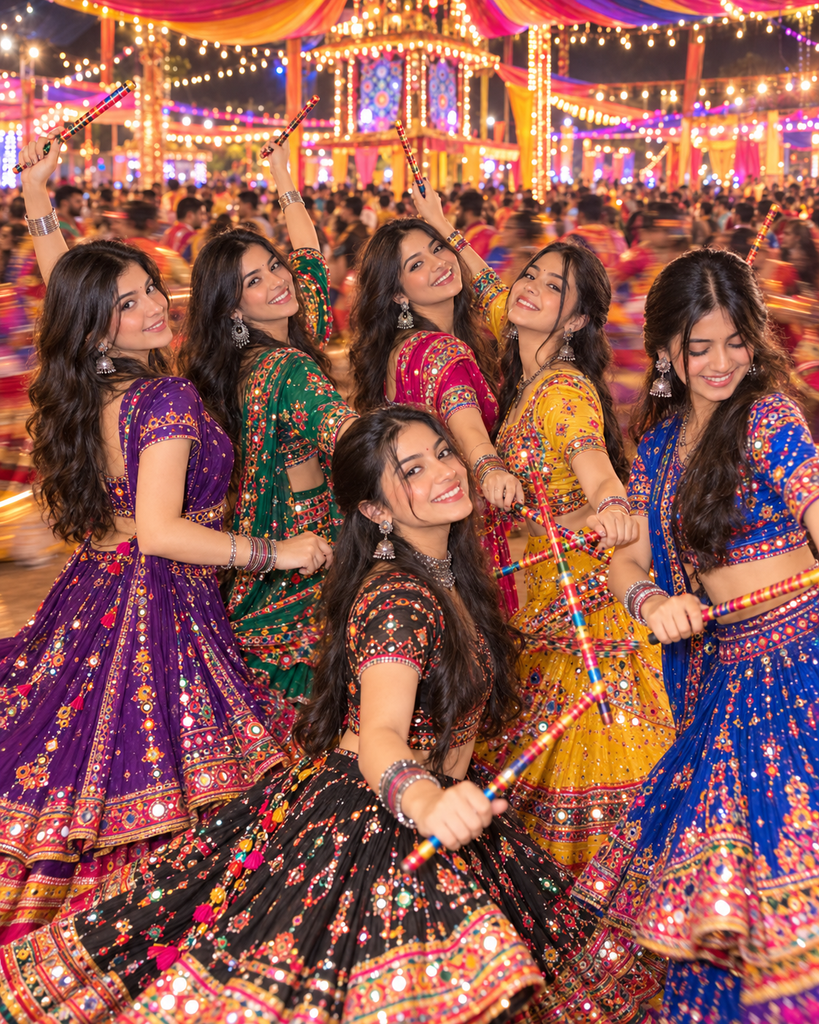 Friends Group Garba AI Photo Prompts for girls