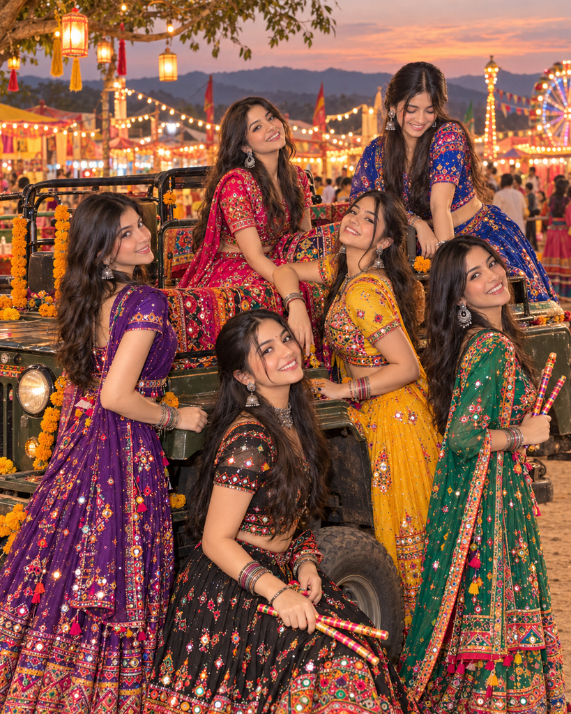 Friends Group Garba AI Photo Prompts for girls