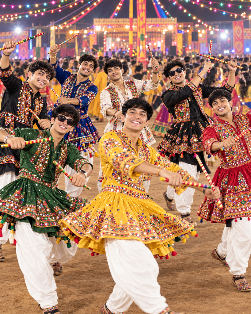 Friends Group Garba AI Photo Prompts for boys
