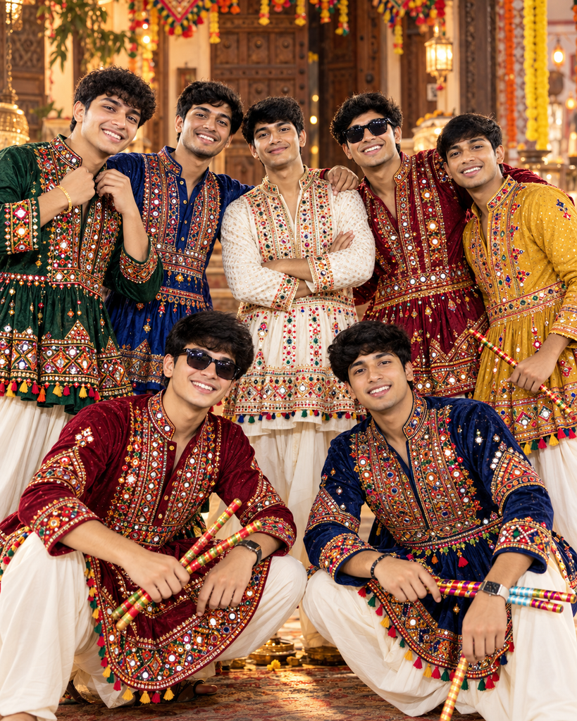 Friends Group Garba AI Photo Prompts for boys