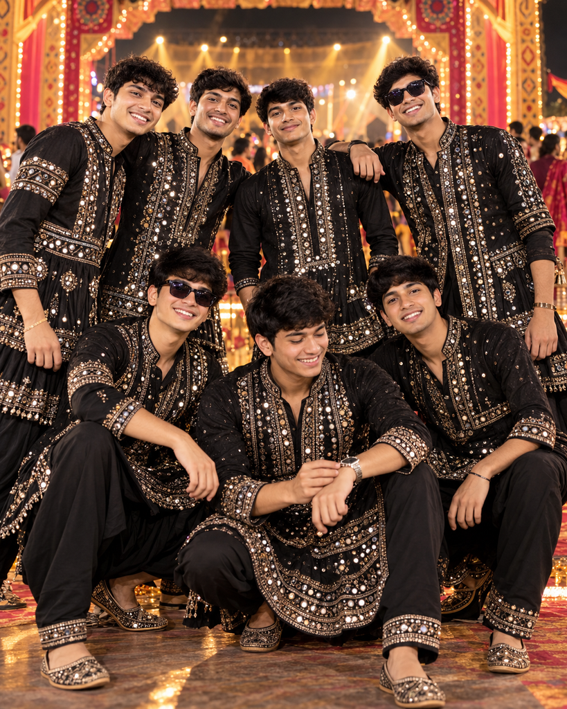 Friends Group Garba AI Photo Prompts for boys