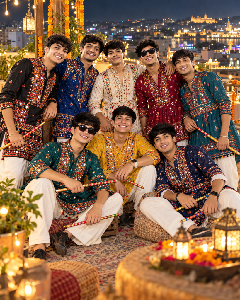 Friends Group Garba AI Photo Prompts for boys