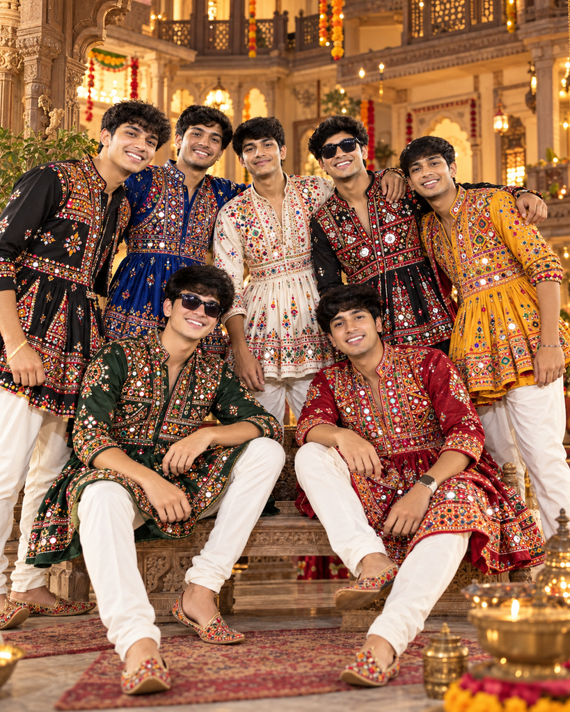 Friends Group Garba AI Photo Prompts for boys