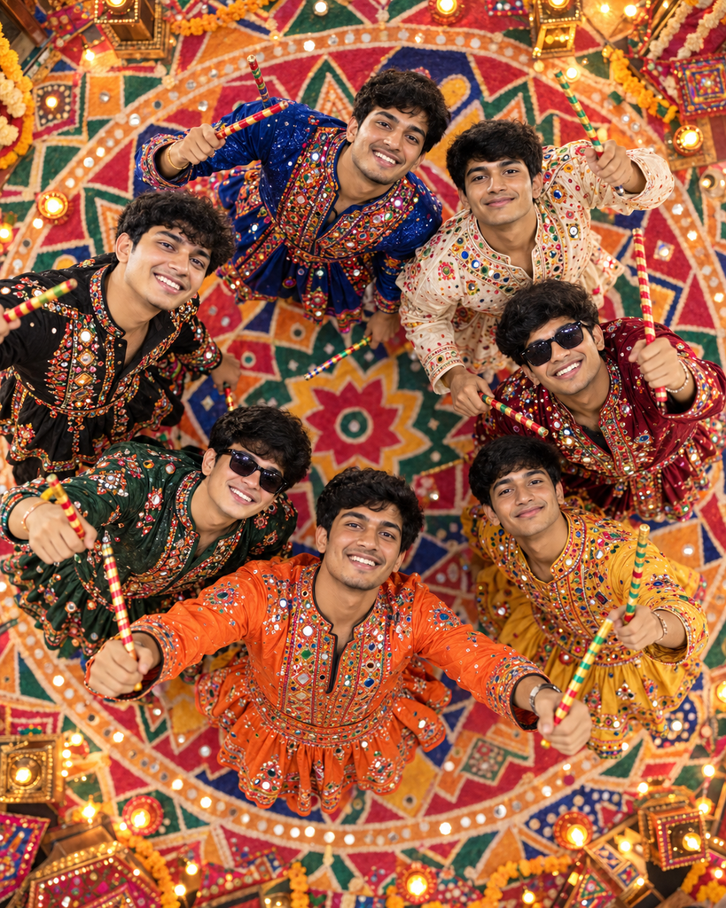 Friends Group Garba AI Photo Prompts for boys